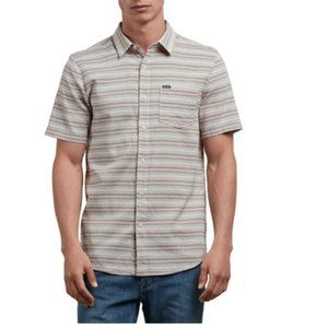 Volcom, Brown/blue, men's Modern Fit small 100% cotton short sleeved shirt